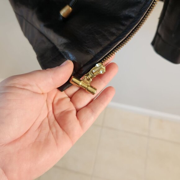 Vintage Womens Damselle Leather Jacket Medium Black Soft Genuine Cinched Waist - Picture 5 of 5